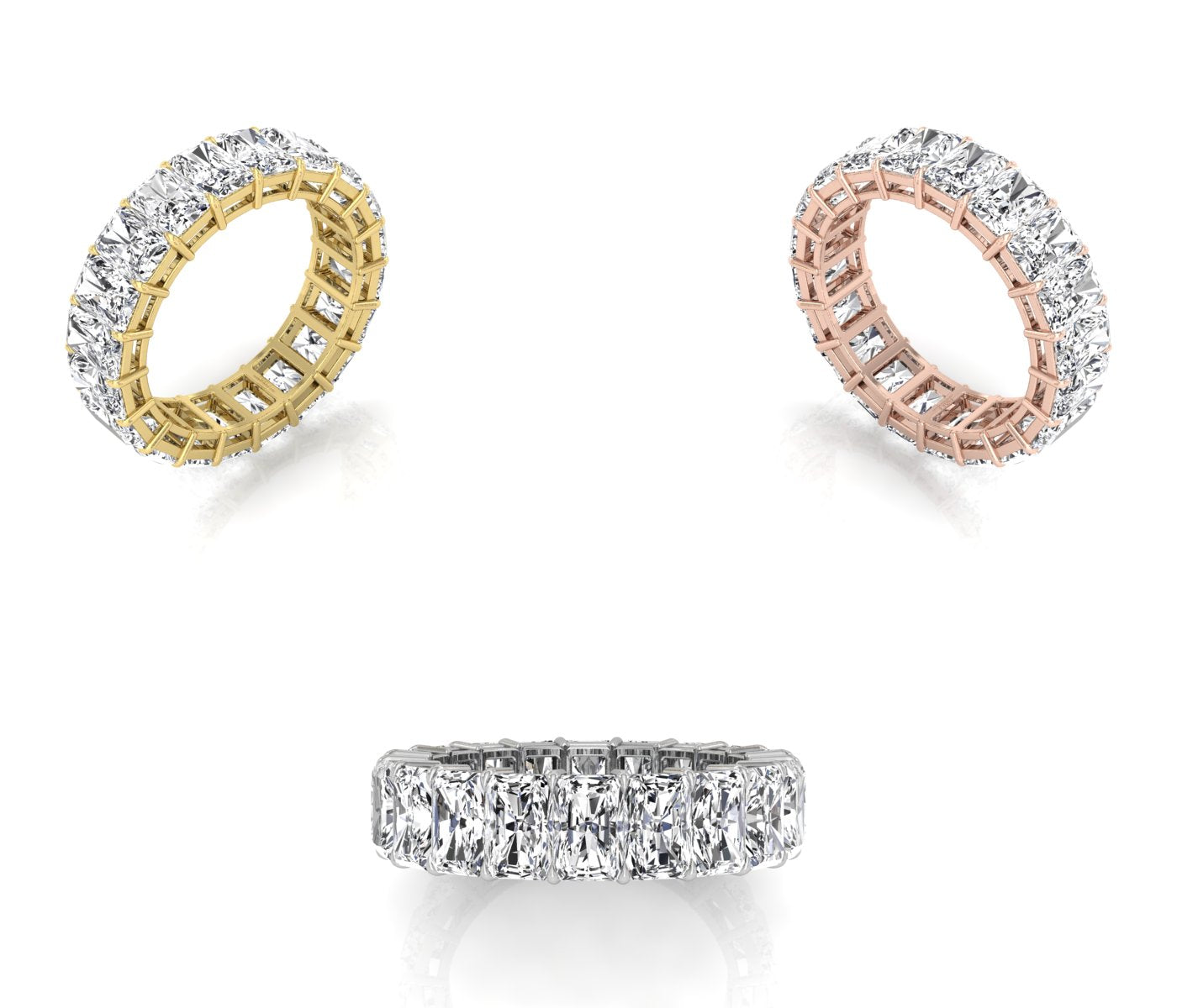 18K White Gold Radiant Diamond Eternity Ring — 3 COLOR