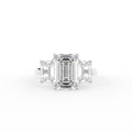 18K White Gold Trilogy Emerald Diamond Ring — TOP