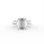 18K White Gold Trilogy Emerald Diamond Ring — TOP