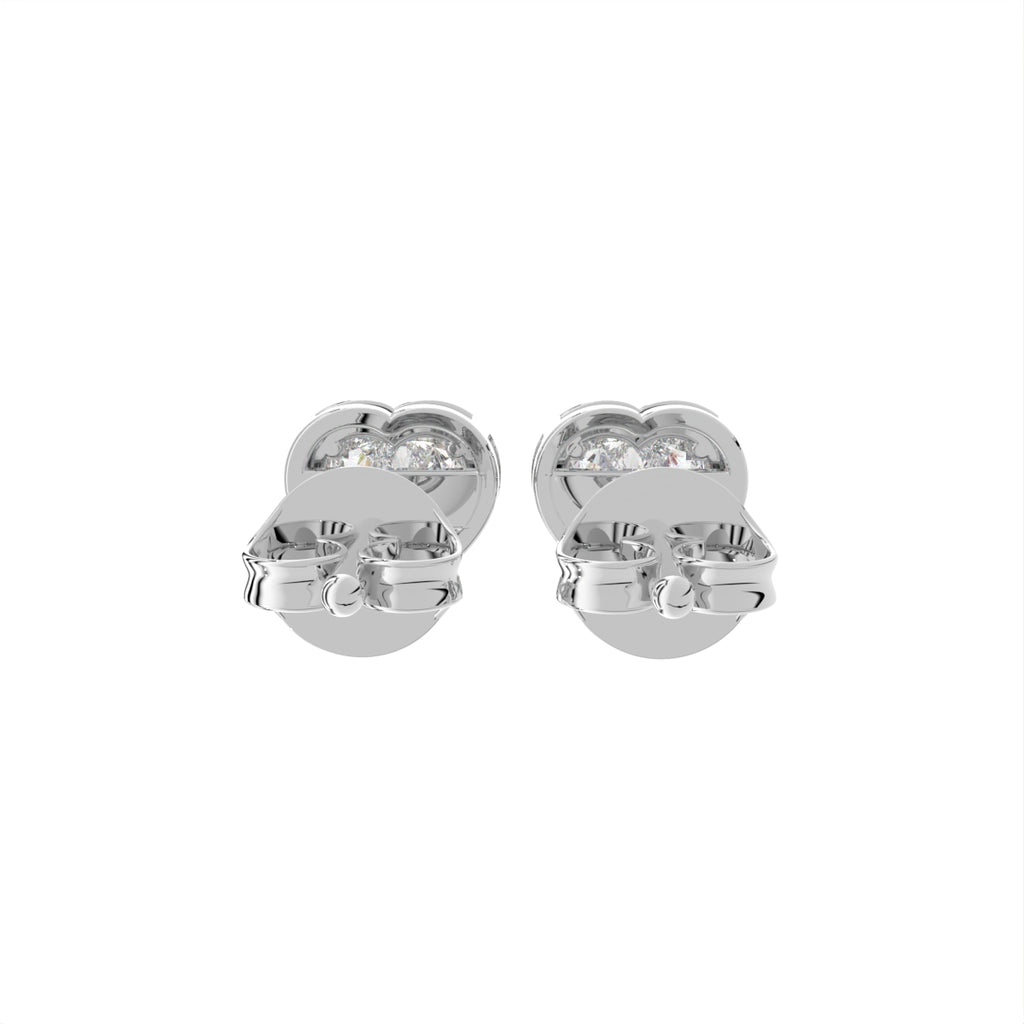 18K Heart Halo Diamond Earrings — BACK