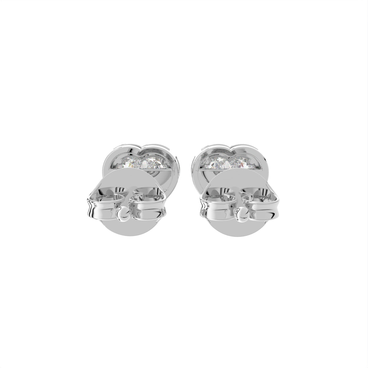 18K Heart Halo Diamond Earrings — BACK