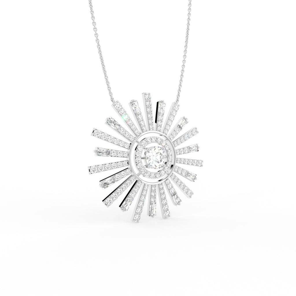 18K Sunburst Diamond Pendant — 3D VIEW