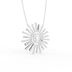 18K Sunburst Diamond Pendant — 3D VIEW