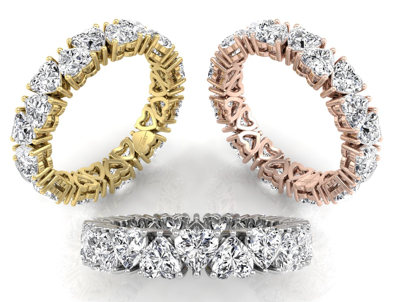 18K Heart Eternity Diamond Ring — 3 COLOR