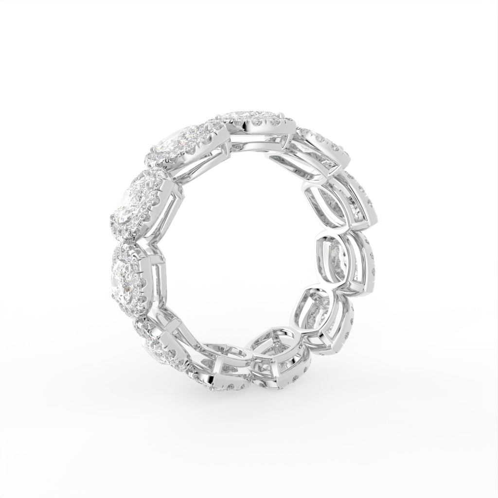 18K Full Eternity Marquise Diamond Halo Ring — 3D VIEW