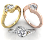 18K Solitaire Round Diamond Ring — 3 COLOR
