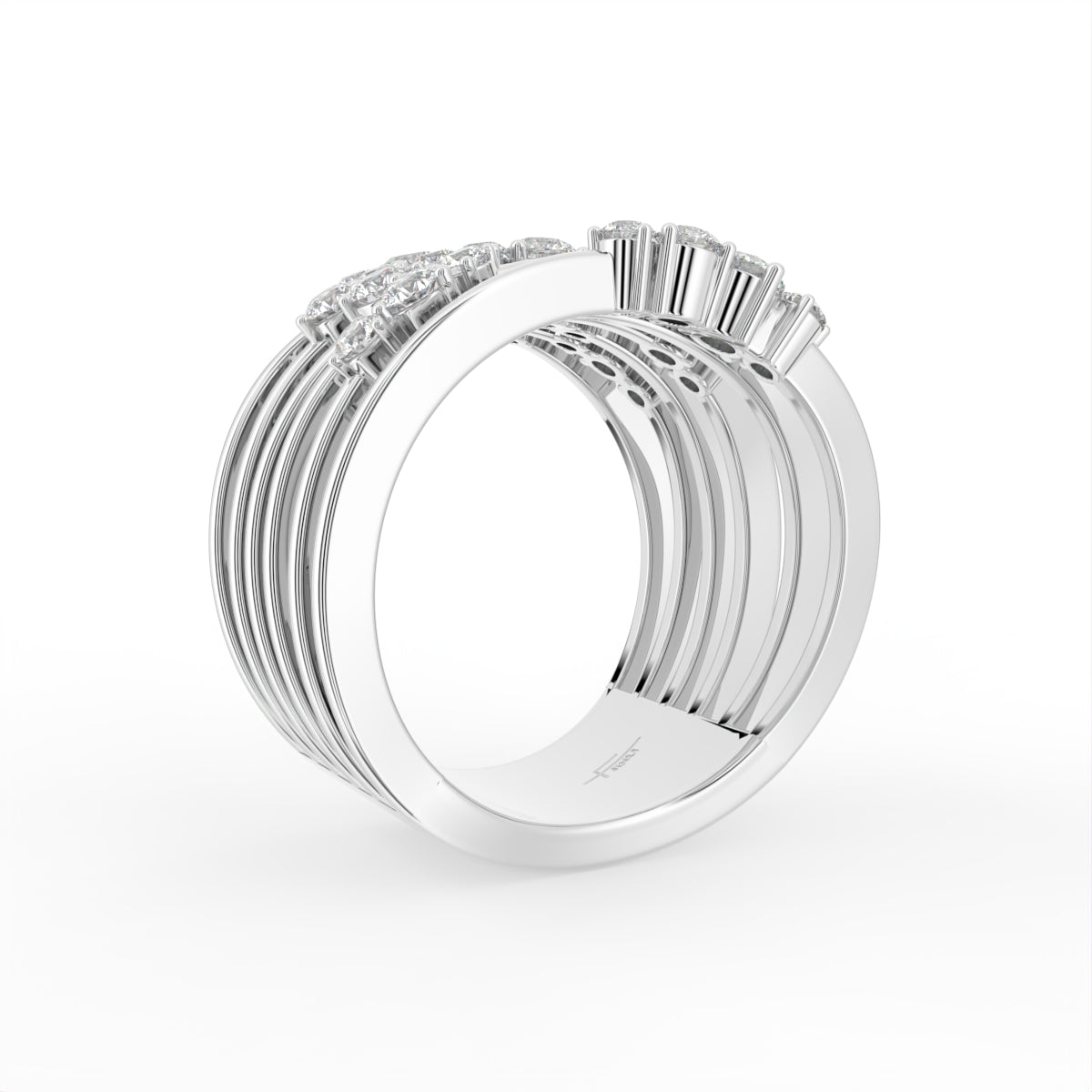 18K Bespoke Round Diamond Statement Ring — 3D VIEW