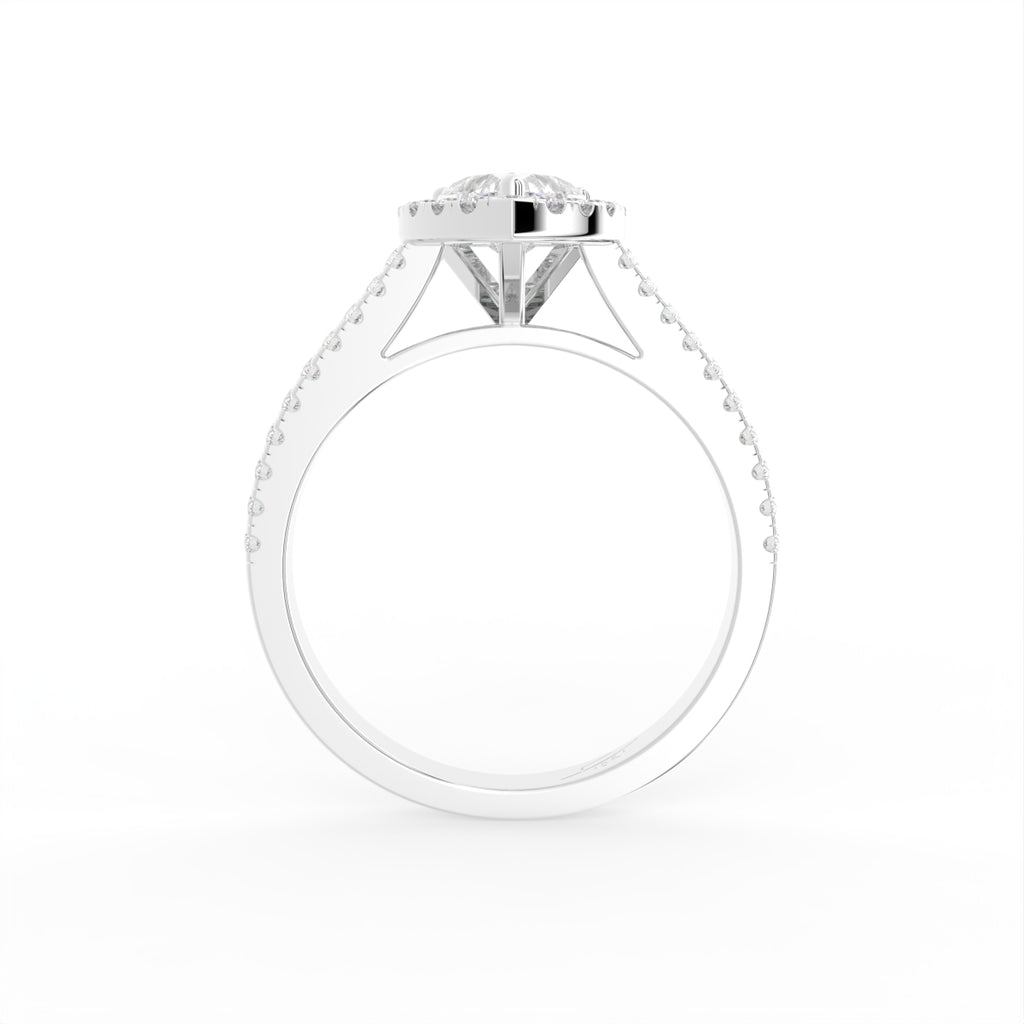 18K Halo Heart Diamond Ring — FRONT
