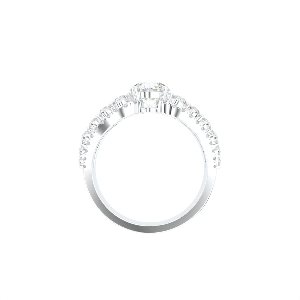 18K White Gold Bespoke Round Diamond Ring — FRONT