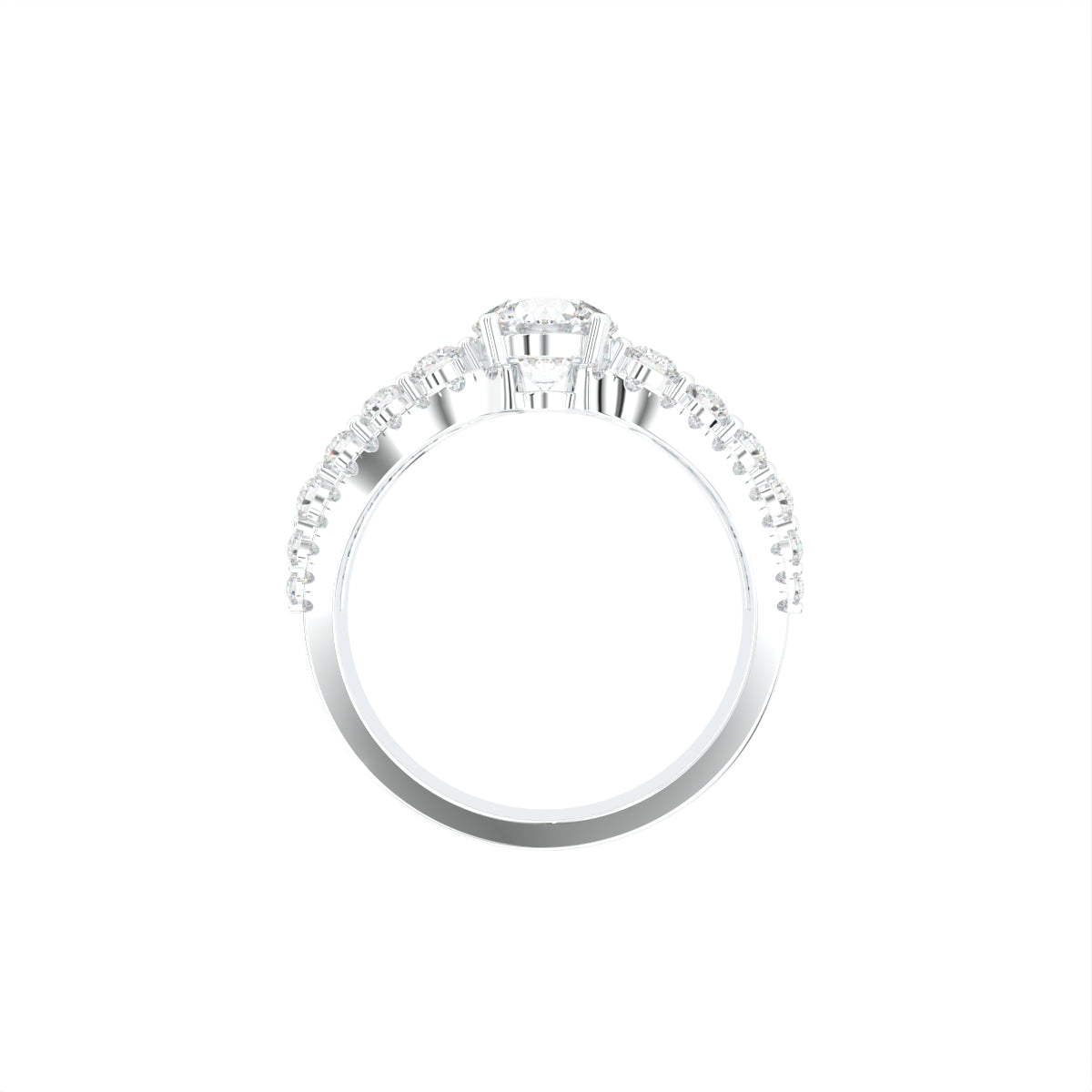 18K White Gold Bespoke Round Diamond Ring — FRONT
