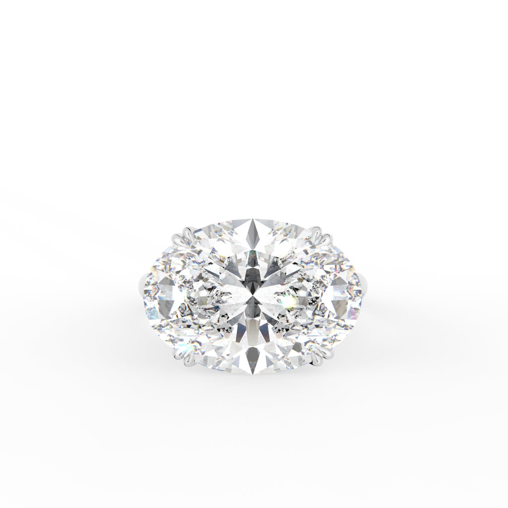 18K Oval Solitaire Diamond Engagement Ring — TOP