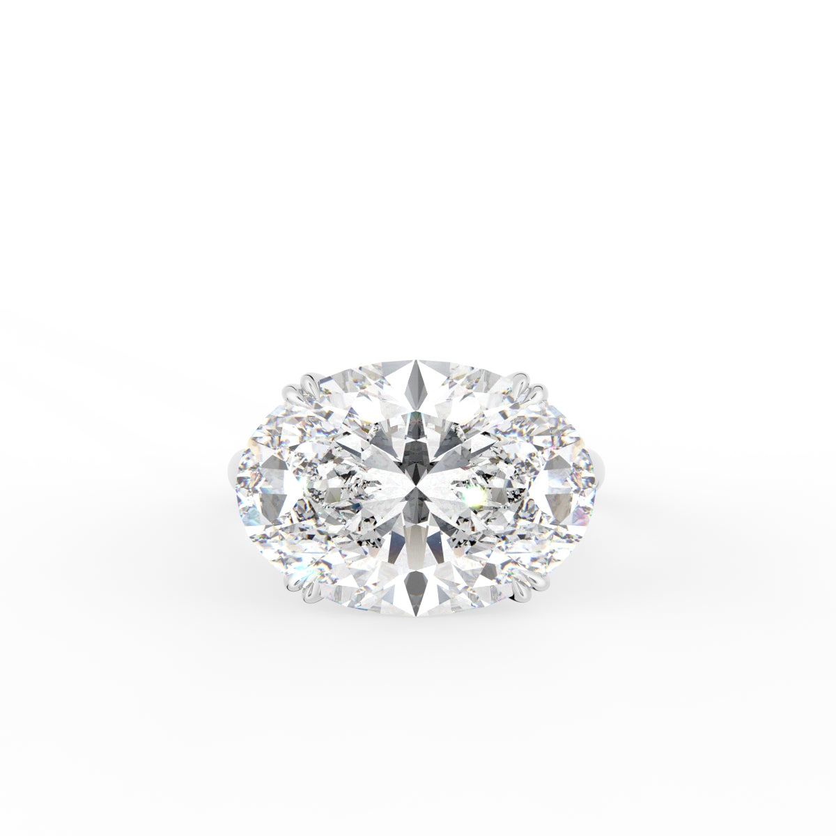 18K Oval Solitaire Diamond Engagement Ring — TOP