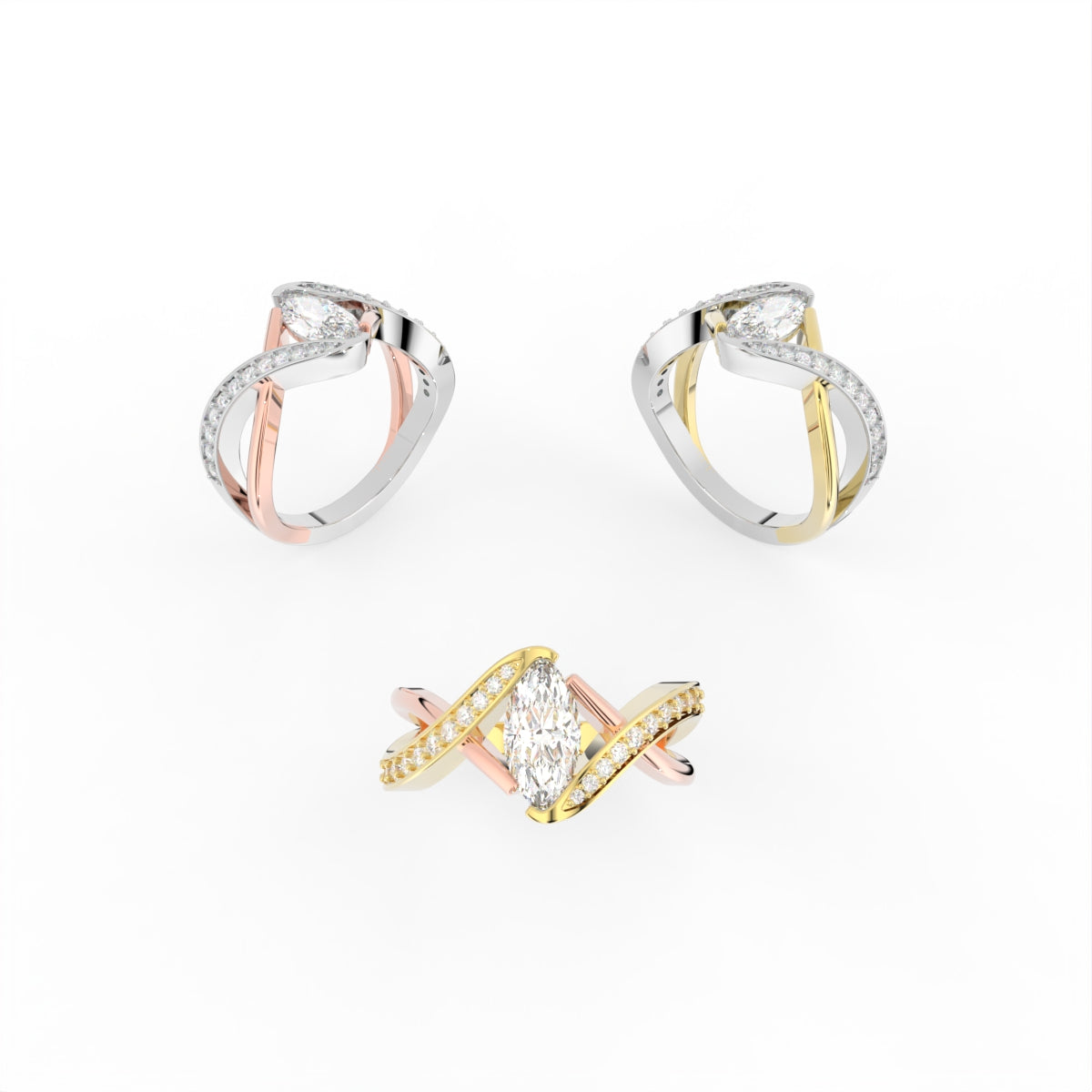 Sterling Silver Diamond Ring — 3 COLOR