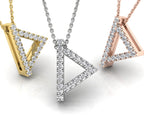 18K White Gold Thurisaz Viking Round Diamond Pendant — 3 COLOR