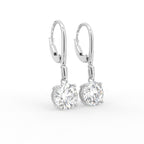 18K Round Solitaire Diamond Drop Earrings — 3D VIEW