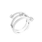 18K White Gold Bespoke Round Diamond Spiral Ring — 3D VIEW