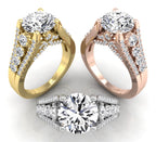 18K Shoulder Set Diamond Ring — 3 COLOR