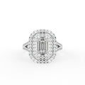 18K Halo Emerald Diamond Ring — TOP