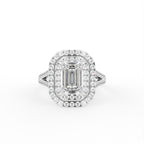 18K Halo Emerald Diamond Ring — TOP