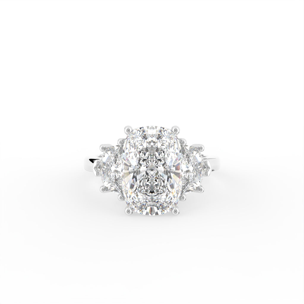 18K White Gold Modified Emerald Diamond Ring — TOP