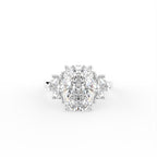 18K White Gold Modified Emerald Diamond Ring — TOP