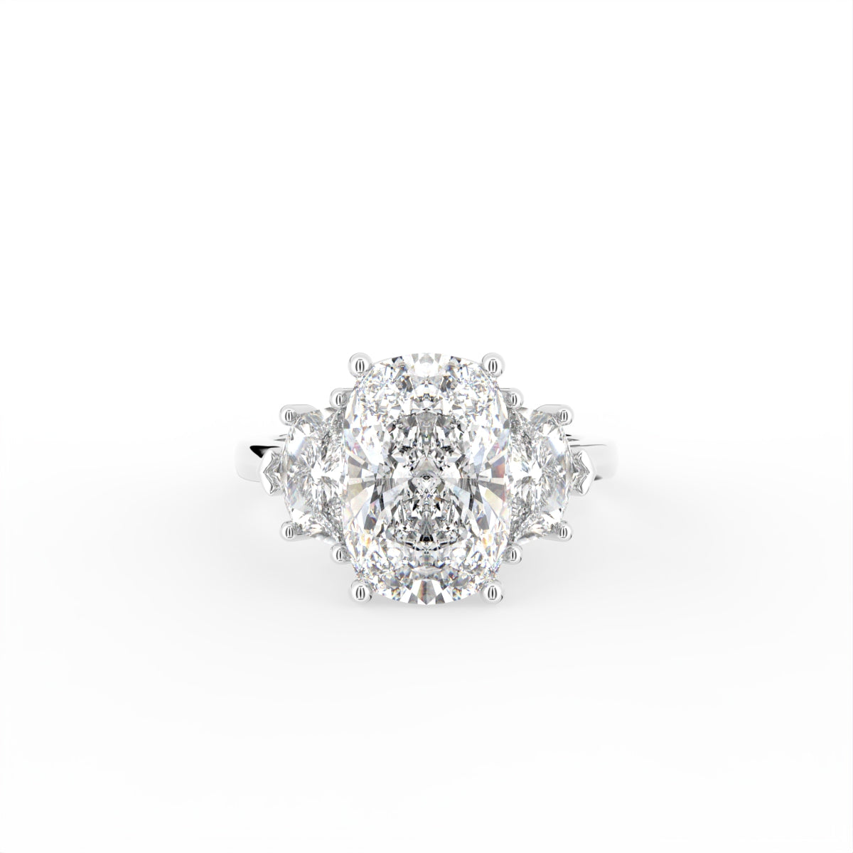 18K White Gold Modified Emerald Diamond Ring — TOP