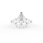 18K Trilogy Pear Diamond Engagement Ring — TOP