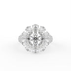 18K Floral Halo Diamond Ring — TOP