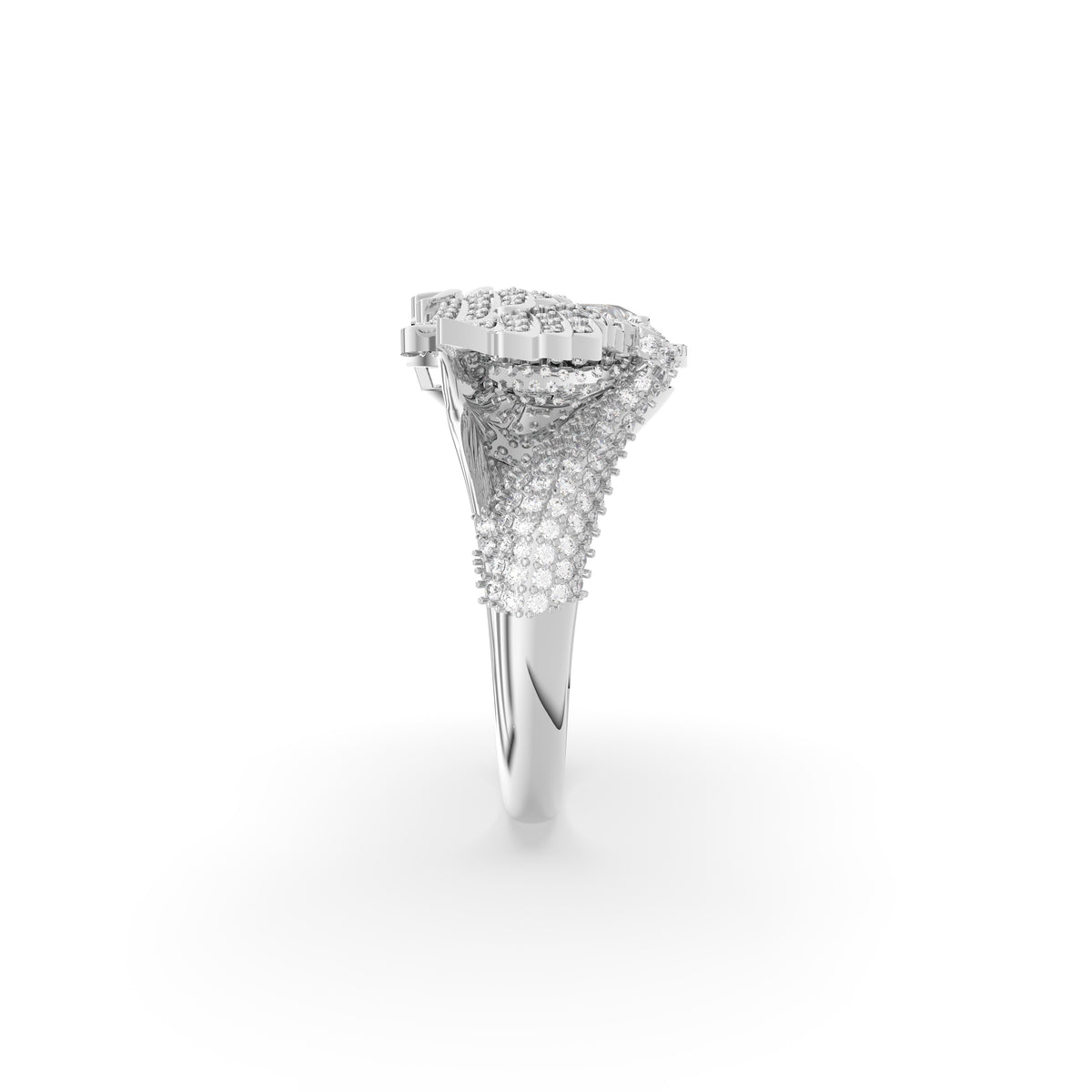 18K Bespoke Pear and Wing Diamond Ring — SIDE