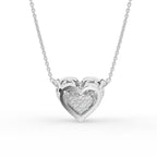 18K White Gold Heart Solitaire Diamond Pendant — BACK