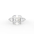 18K White Gold Trilogy Cushion Diamond Engagement Ring — TOP