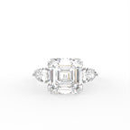 18K White Gold Trilogy Cushion Diamond Engagement Ring — TOP