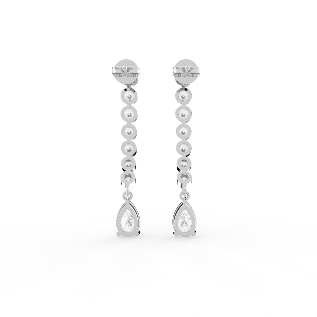 18K Pear Diamond Drop Earrings — BACK