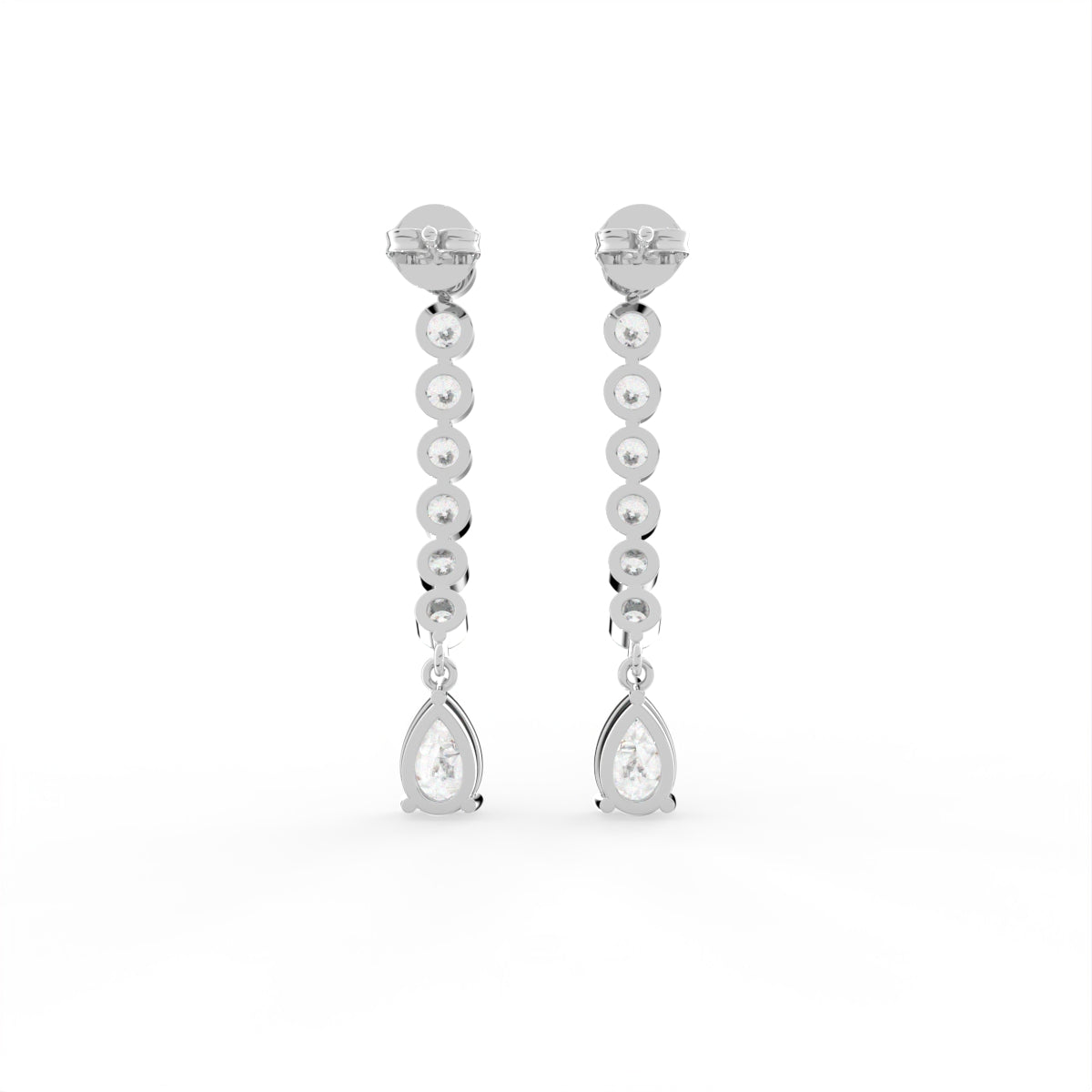 18K Pear Diamond Drop Earrings — BACK