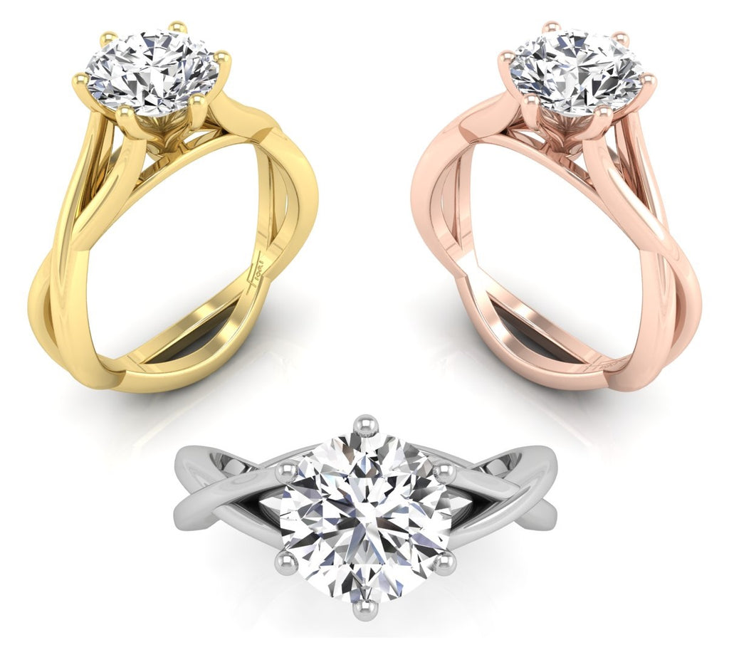 18K Solitaire Diamond Engagement Ring — 3 COLOR