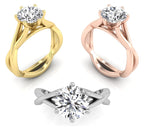 18K Solitaire Diamond Engagement Ring — 3 COLOR