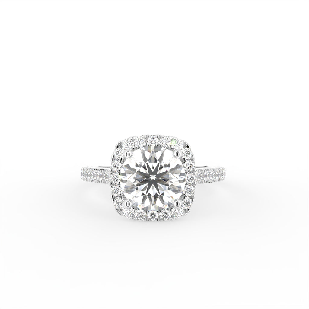 18K Halo Round Diamond Engagement Ring — TOP