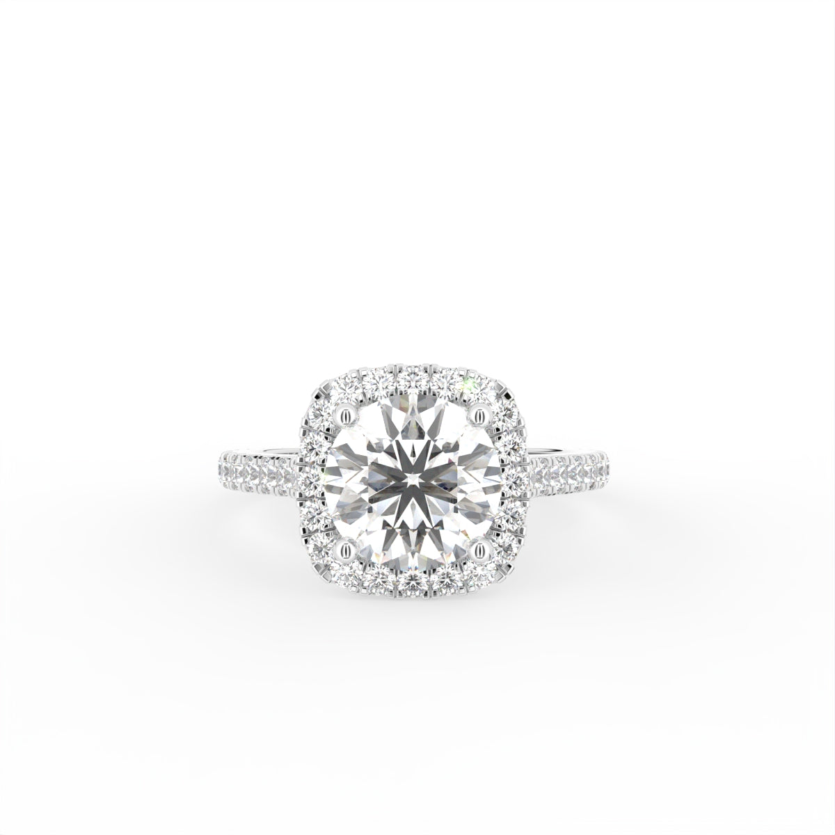 18K Halo Round Diamond Engagement Ring — TOP