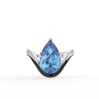 18K Blue Pear and Diamond Cocktail Ring — TOP