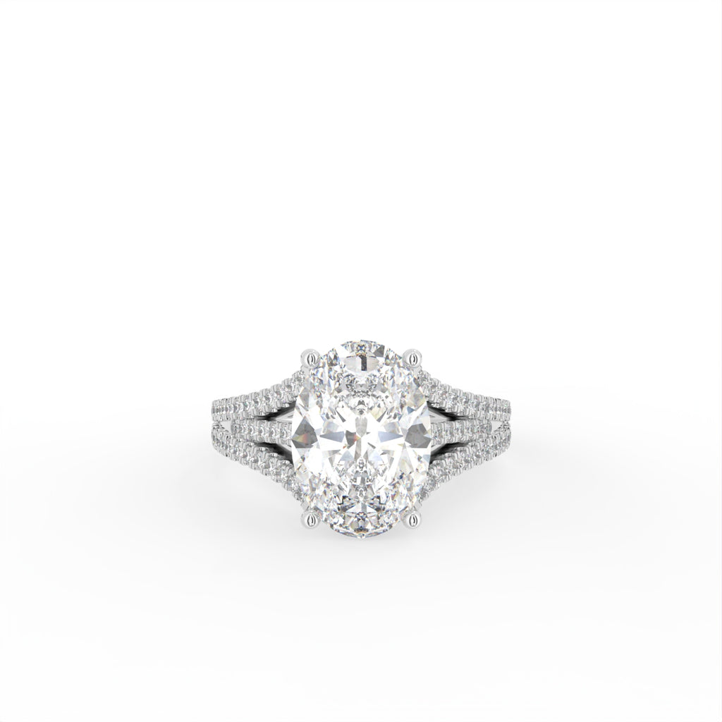 18K White Gold Solitaire Oval Diamond Ring — TOP