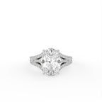 18K White Gold Solitaire Oval Diamond Ring — TOP