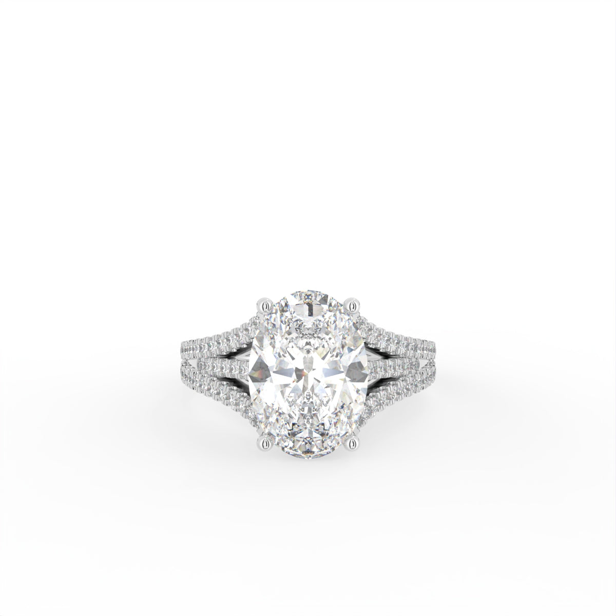 18K White Gold Solitaire Oval Diamond Ring — TOP