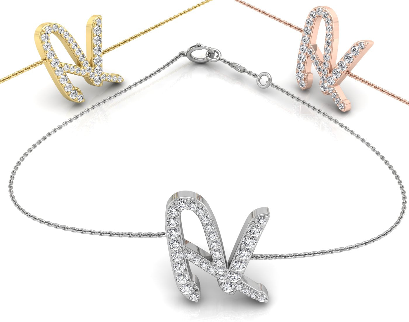 18K Alphabet Diamond Bracelet — 3 COLOR