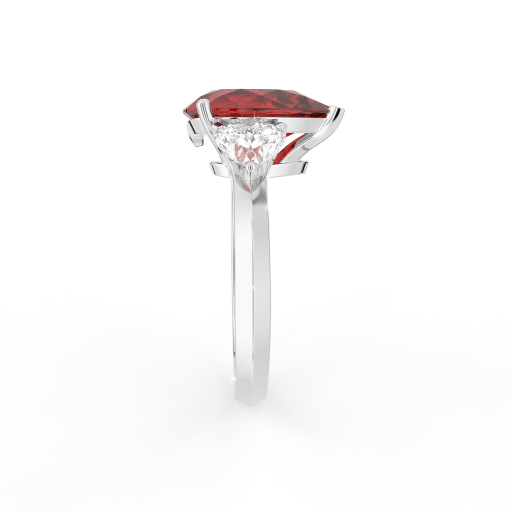 18K Trilogy Pear Diamond Ring — SIDE