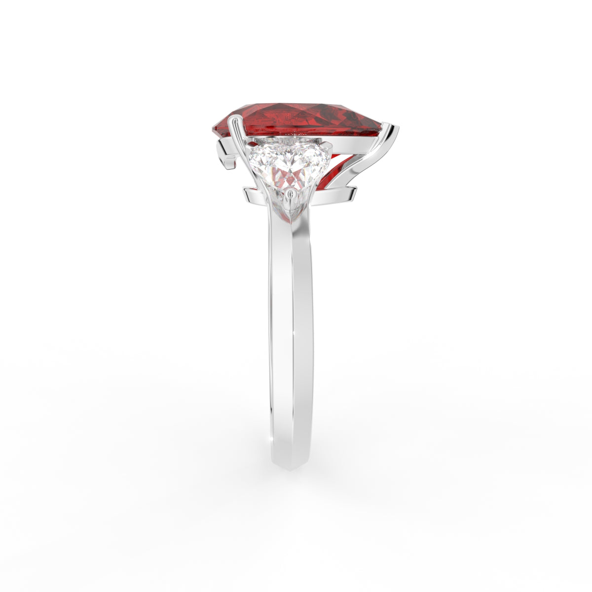 18K Trilogy Pear Diamond Ring — SIDE