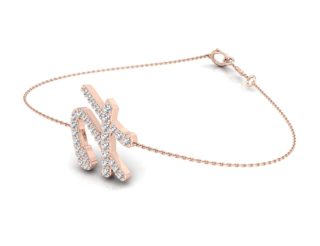 18K Alphabet Diamond Bracelet — 3D VIEW