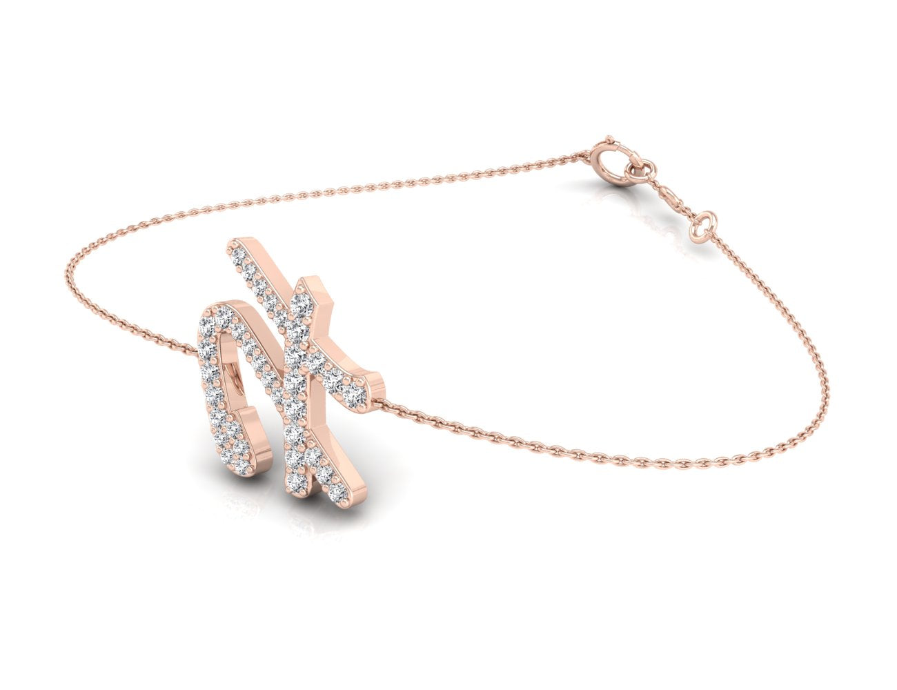 18K Alphabet Diamond Bracelet — 3D VIEW