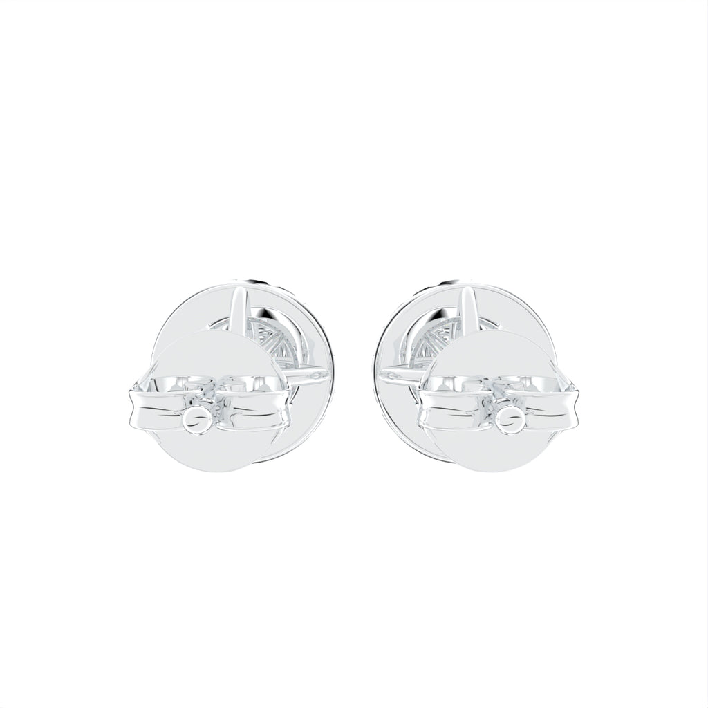 14K Yellow Gold Halo Round Diamond Stud Earrings — BACK