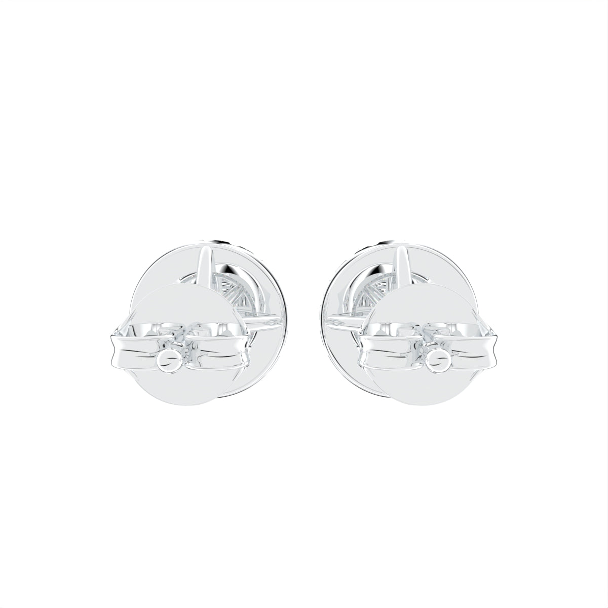 14K Yellow Gold Halo Round Diamond Stud Earrings — BACK