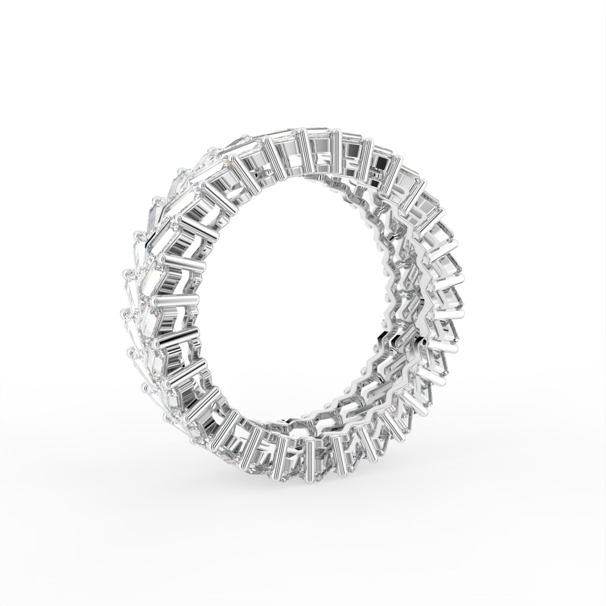 18K White Gold Eternity Baguette Diamond Ring — 3D VIEW